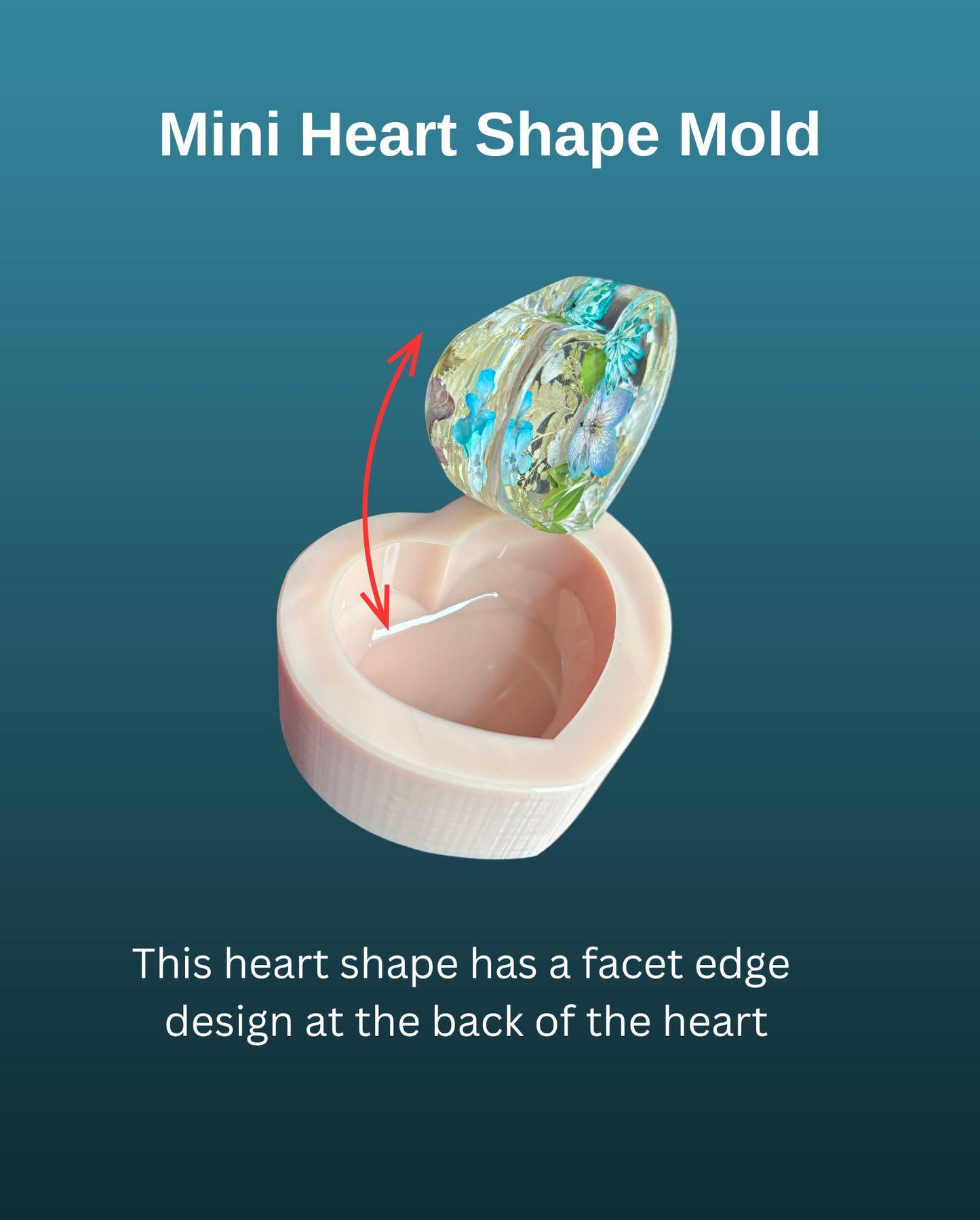 Heart Shape Paper weight silicone mold, heart silicone mold, paper weight resin mold, flower preservation mold, mini heart shape mold