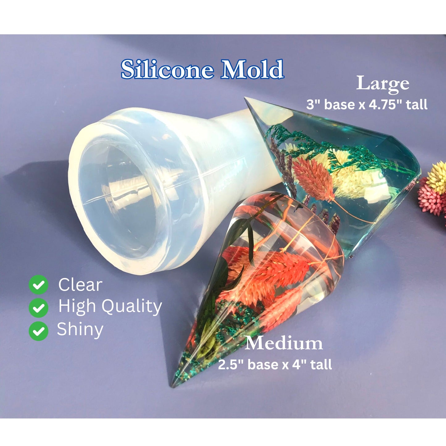 Ring Holder Molds, Smooth Rounded Cone Ring Holder Mold, High Quality Resin Molds, Clear silicone Molds, Deep Casting Molds
