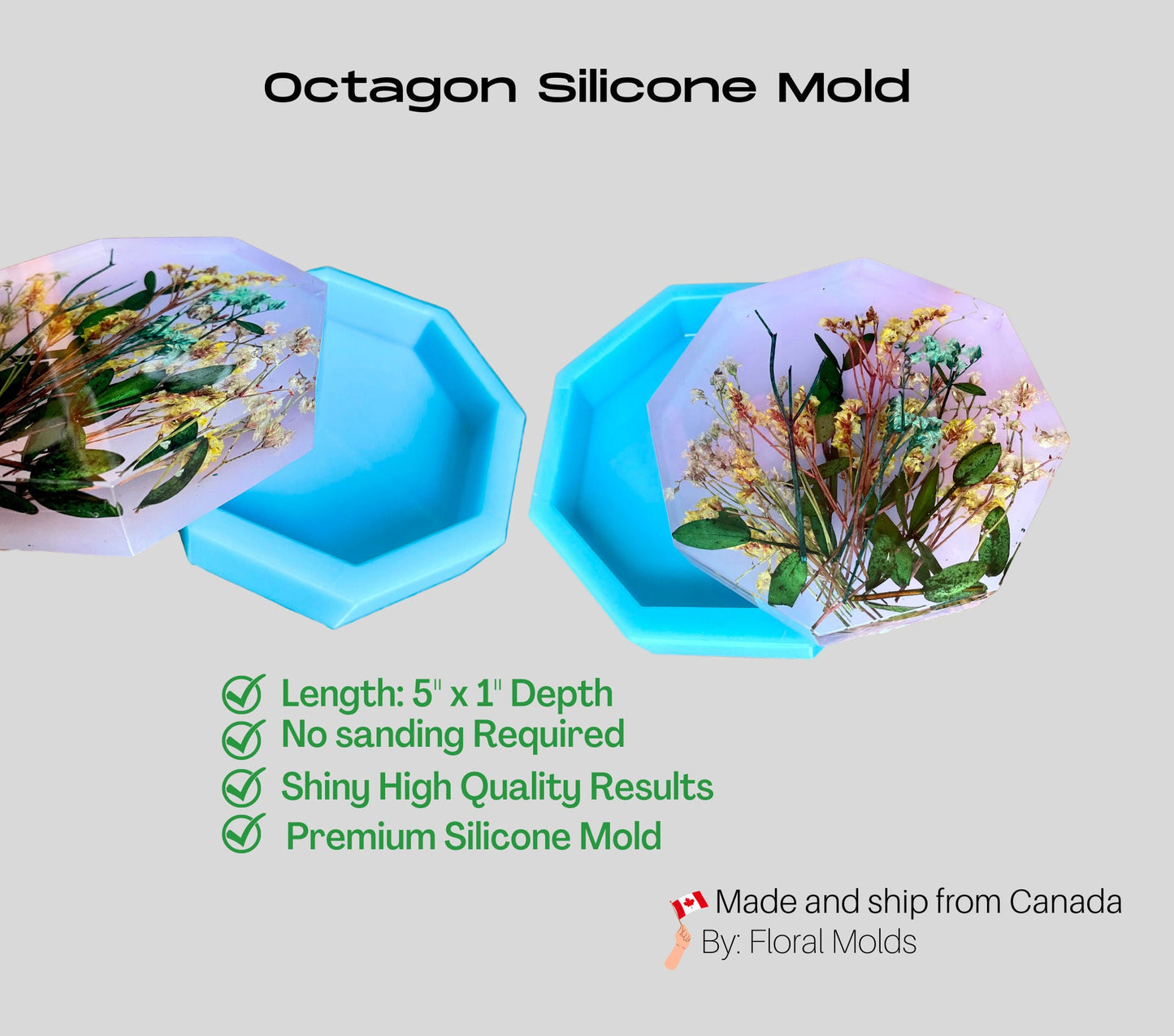 5" Octagon Coaster Mold - 1" Thick