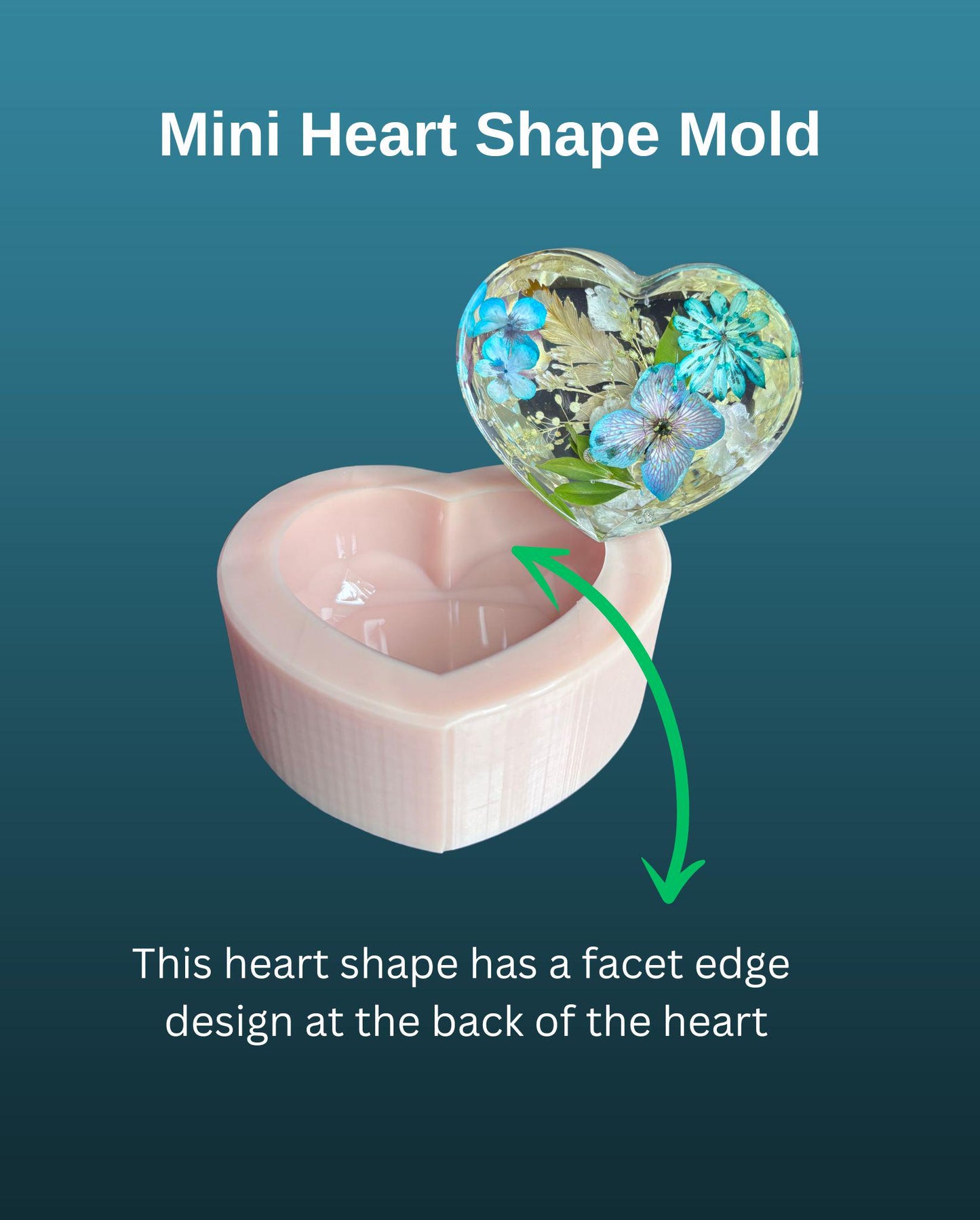Heart Shape Paper weight silicone mold, heart silicone mold, paper weight resin mold, flower preservation mold, mini heart shape mold