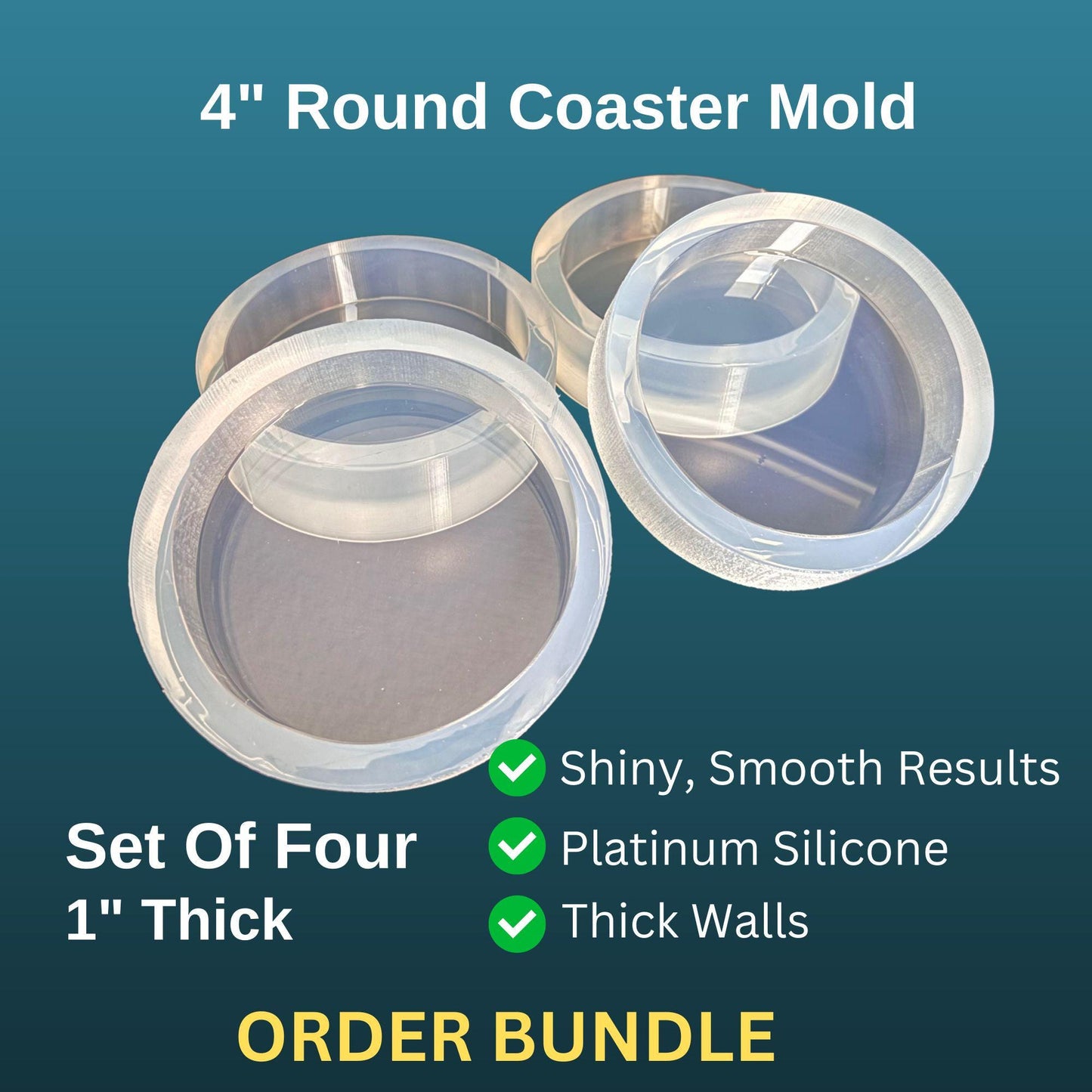 SET OF 4 Coasters - 4" Diameter x 1" Thick