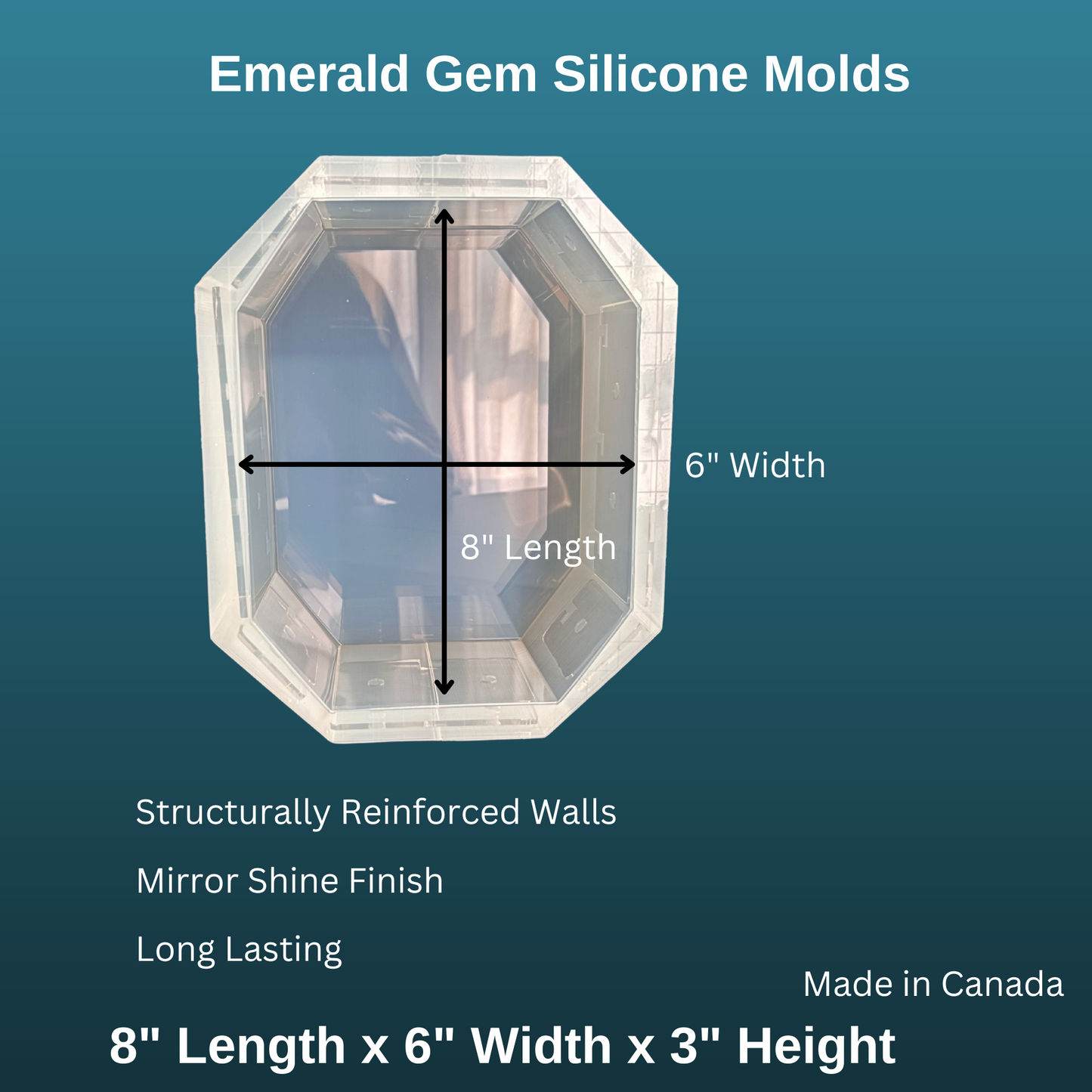 Emerald Gem Mold: 8"L x 6"W x 3"H