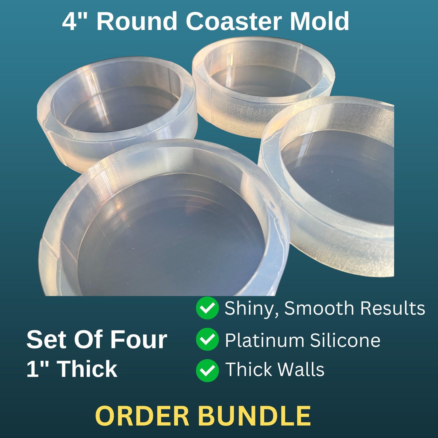 SET OF 4 Coasters - 4" Diameter x 1" Thick