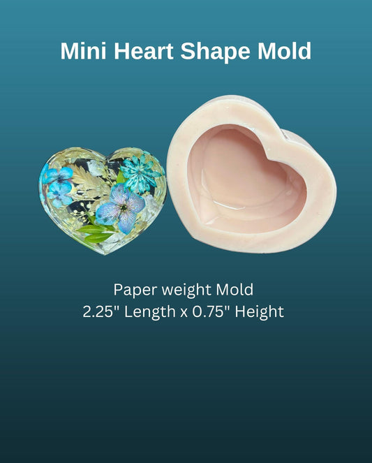Heart Shape Paper weight silicone mold, heart silicone mold, paper weight resin mold, flower preservation mold, mini heart shape mold