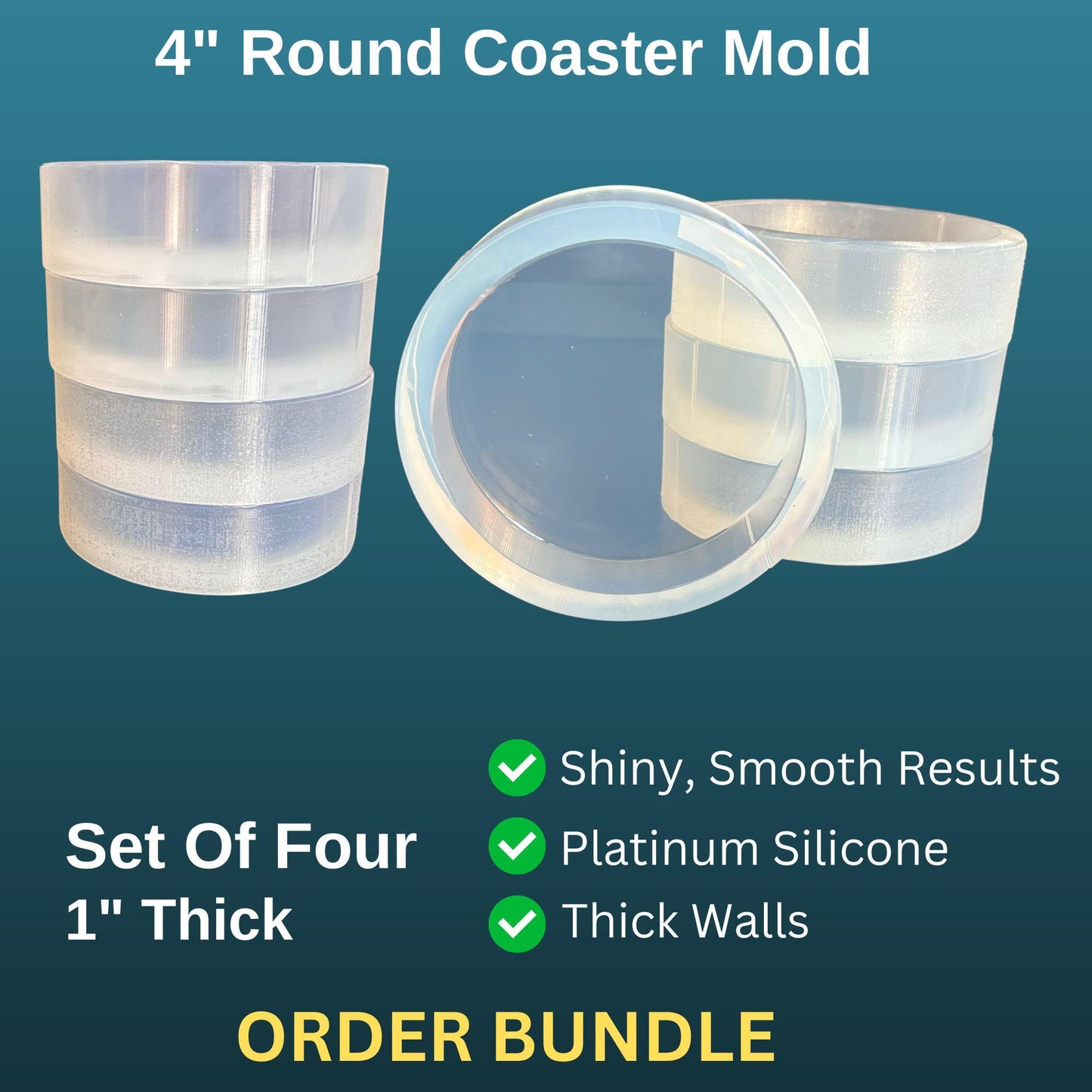SET OF 4 Coasters - 4" Diameter x 1" Thick