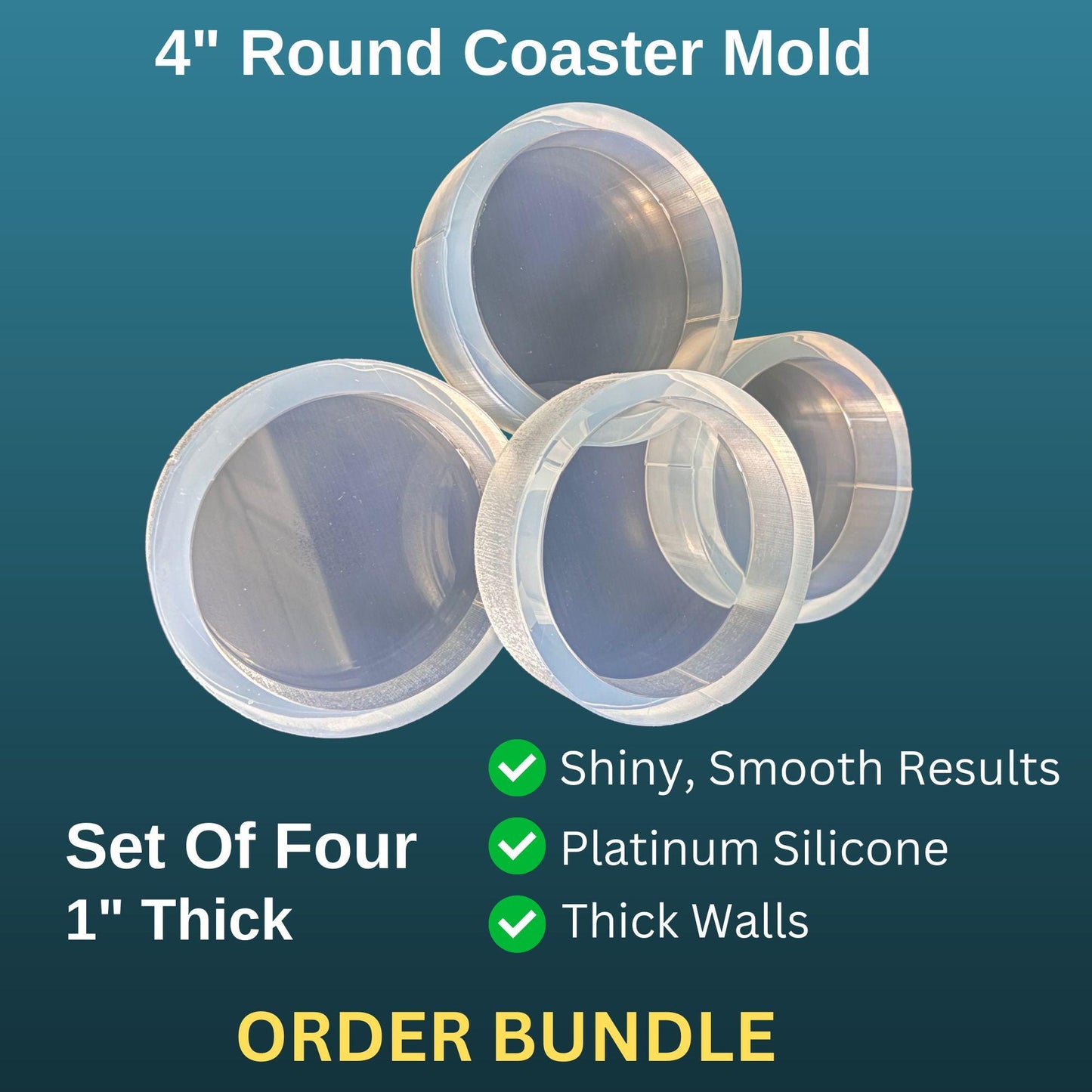SET OF 4 Coasters - 4" Diameter x 1" Thick