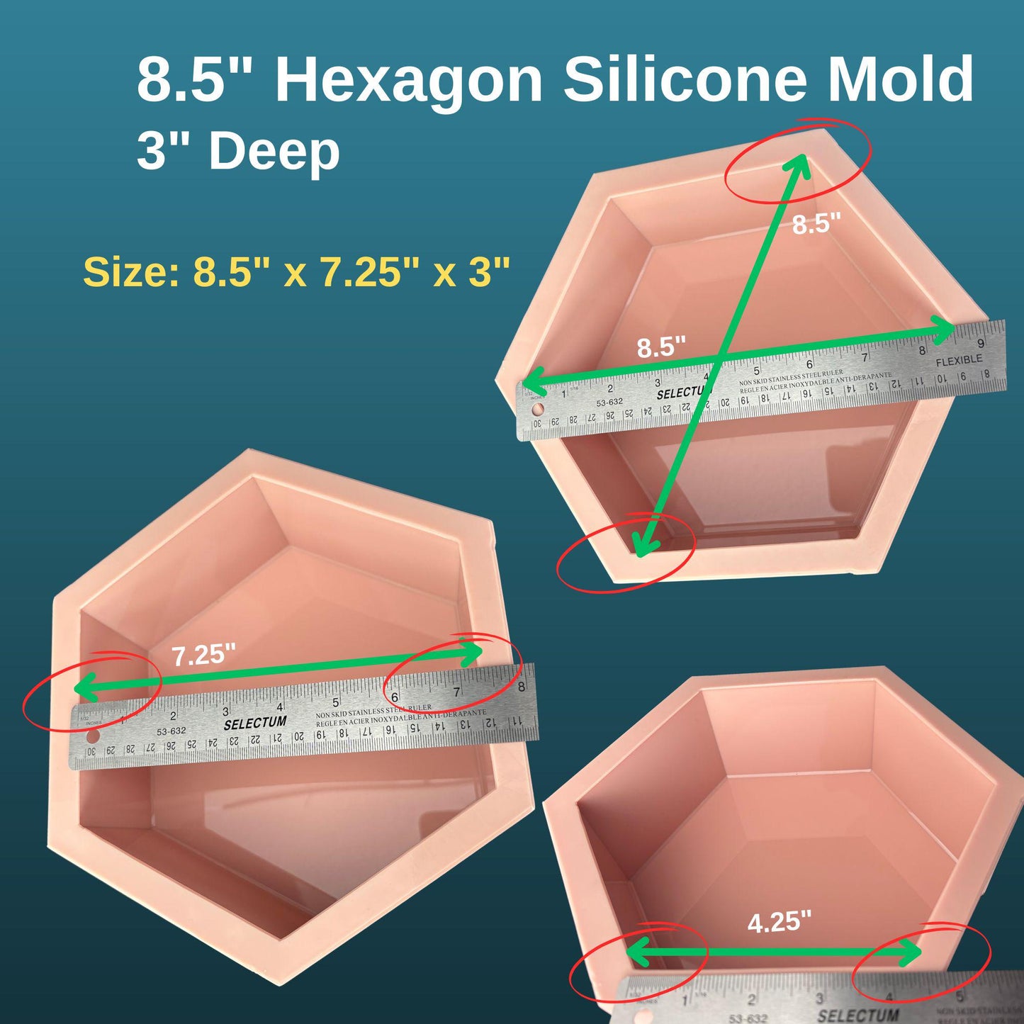 8.5" Hexagon Mold, 3" Deep Hexagon Silicone Molds, Flower Preservation Molds, Deep Casting Molds, Deep Resin Molds