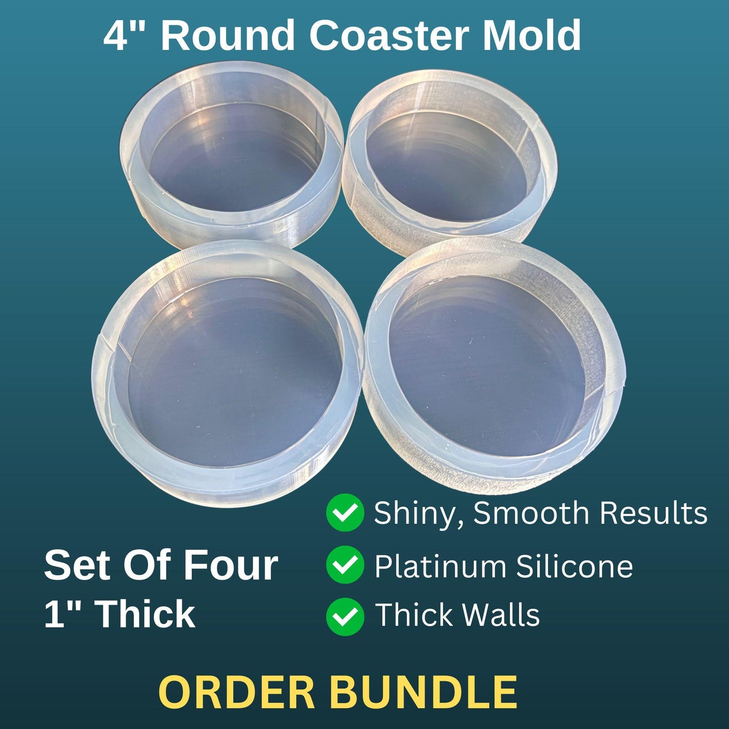 SET OF 4 Coasters - 4" Diameter x 1" Thick
