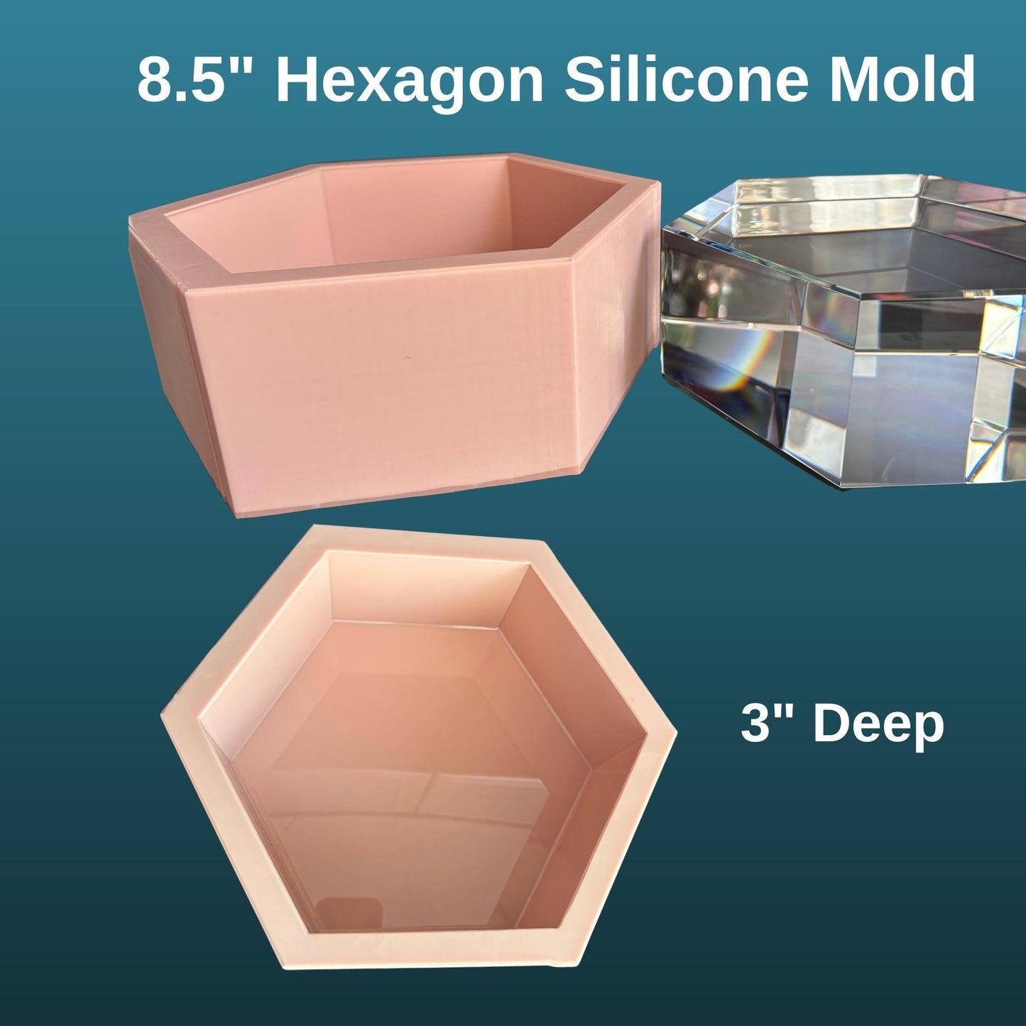 8.5" Hexagon Mold, 3" Deep Hexagon Silicone Molds, Flower Preservation Molds, Deep Casting Molds, Deep Resin Molds