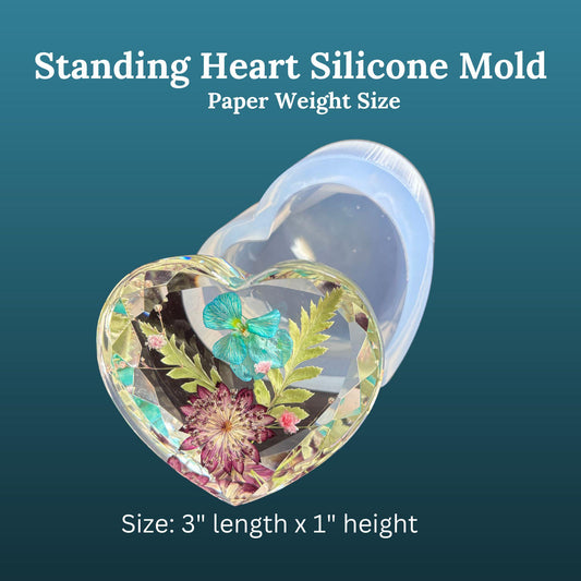 Heart Shape Paper weight silicone mold, heart silicone mold, paper weight resin mold, flower preservation mold