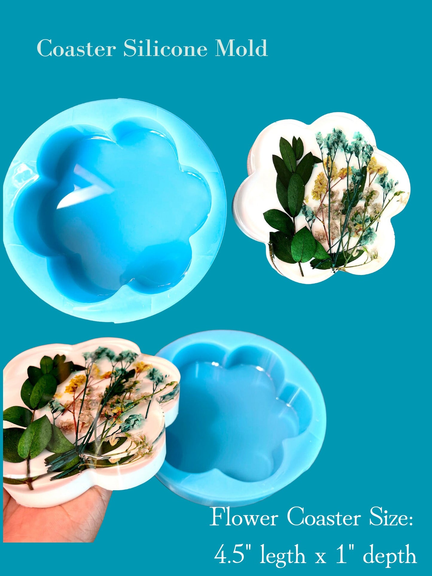 Flower Coaster Molds, Shiny Coaster molds, 1" Deep casting molds, Classique Molds, Casting Molds