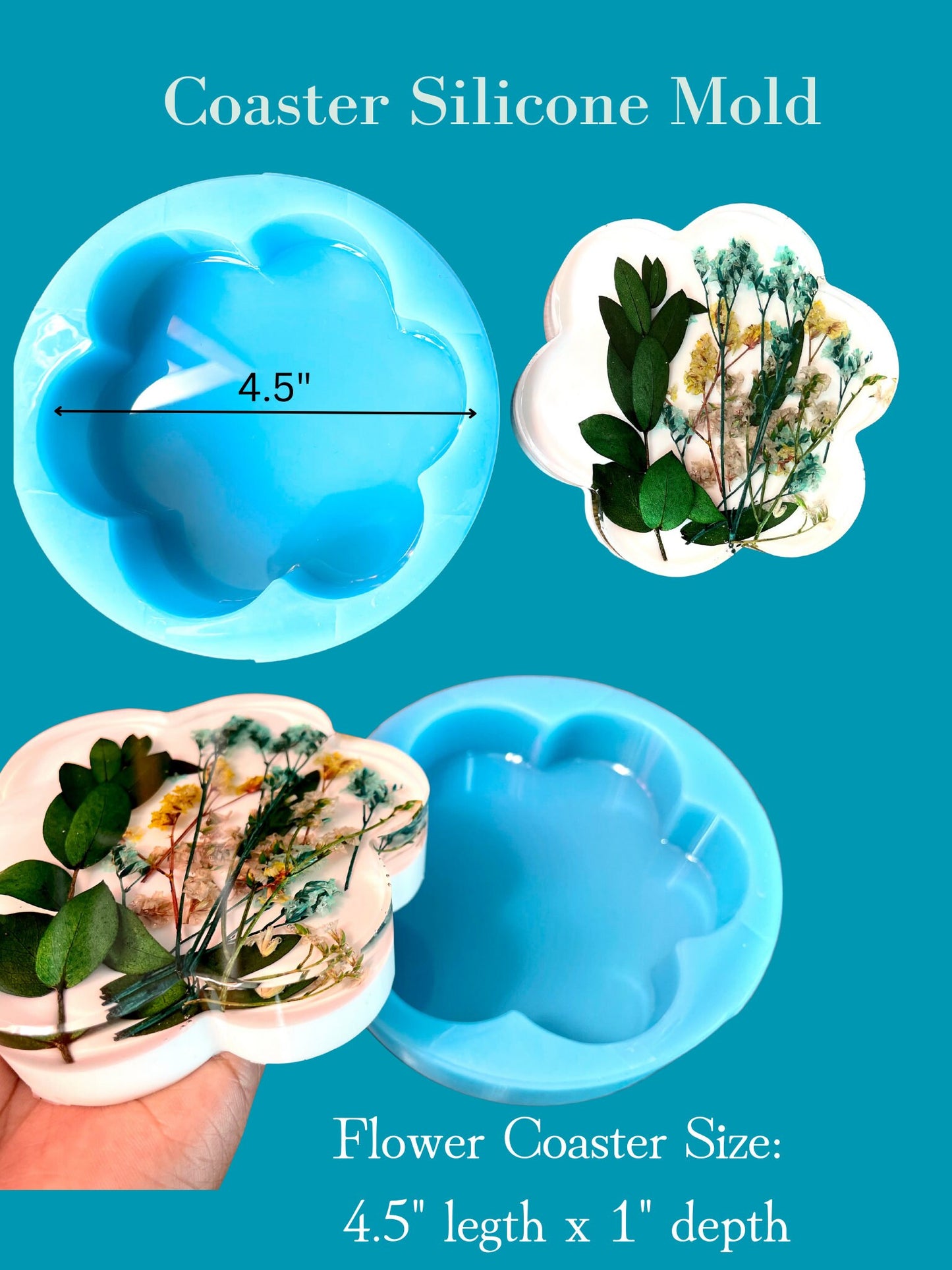 Flower Coaster Molds, Shiny Coaster molds, 1" Deep casting molds, Classique Molds, Casting Molds