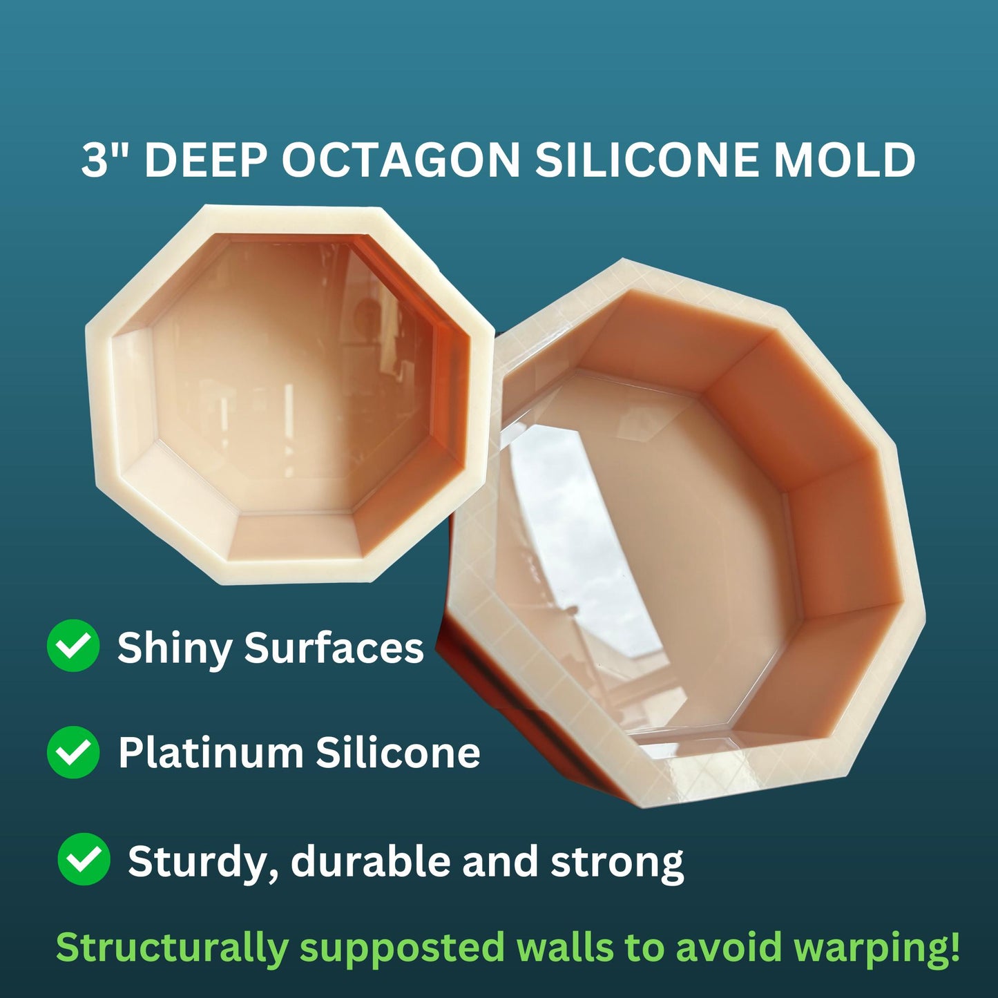 3" Deep Octagon Silicone Molds, Flower Preservation Molds, Deep Casting Molds, Deep Resin Molds, Molds For Flower Preservation