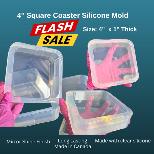 4" Square Coaster Mold - Rounded Corners - Sale (Set of 4)