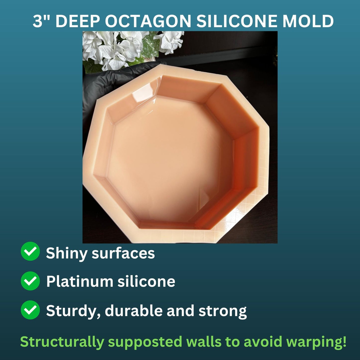 3" Deep Octagon Silicone Molds, Flower Preservation Molds, Deep Casting Molds, Deep Resin Molds, Molds For Flower Preservation
