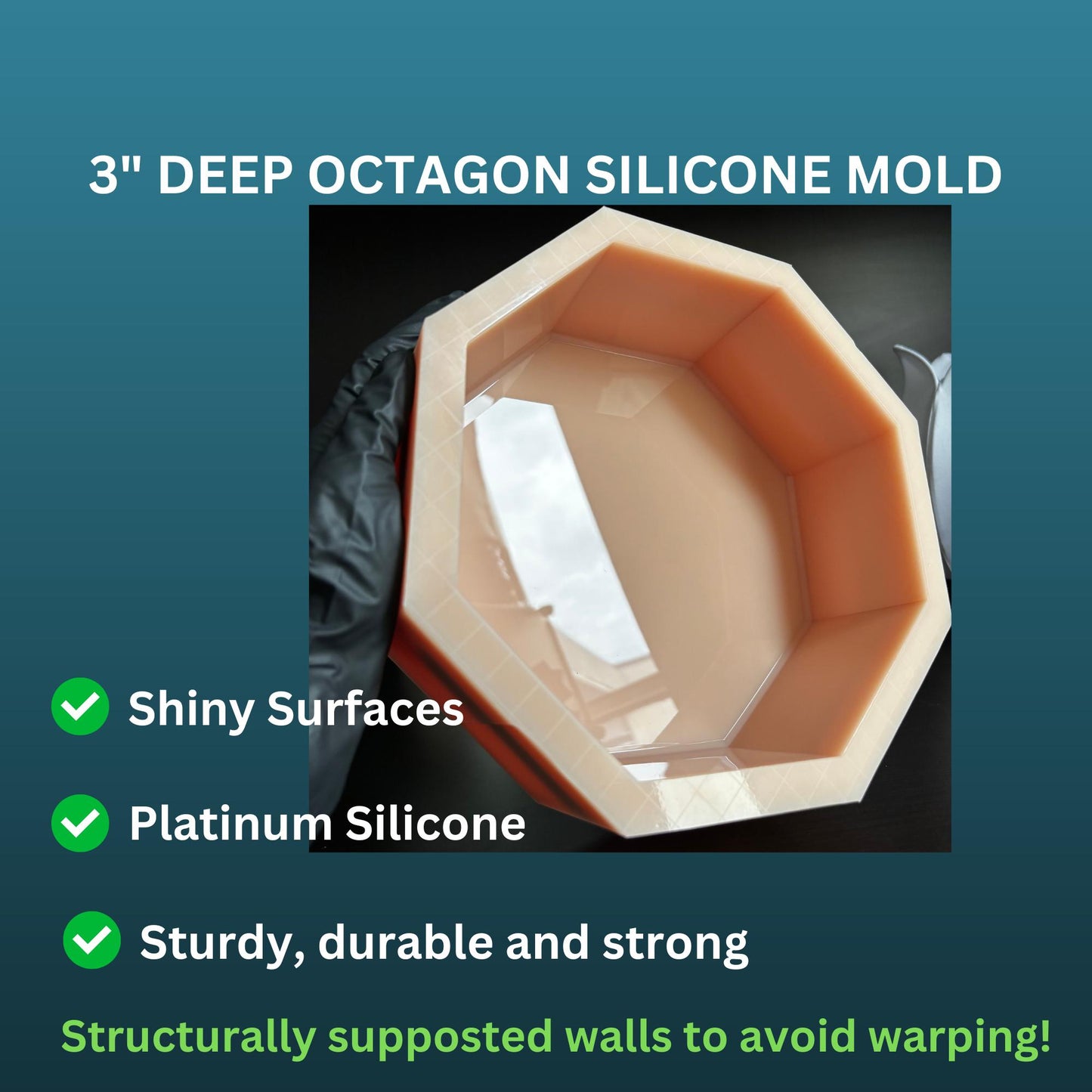 3" Deep Octagon Silicone Molds, Flower Preservation Molds, Deep Casting Molds, Deep Resin Molds, Molds For Flower Preservation