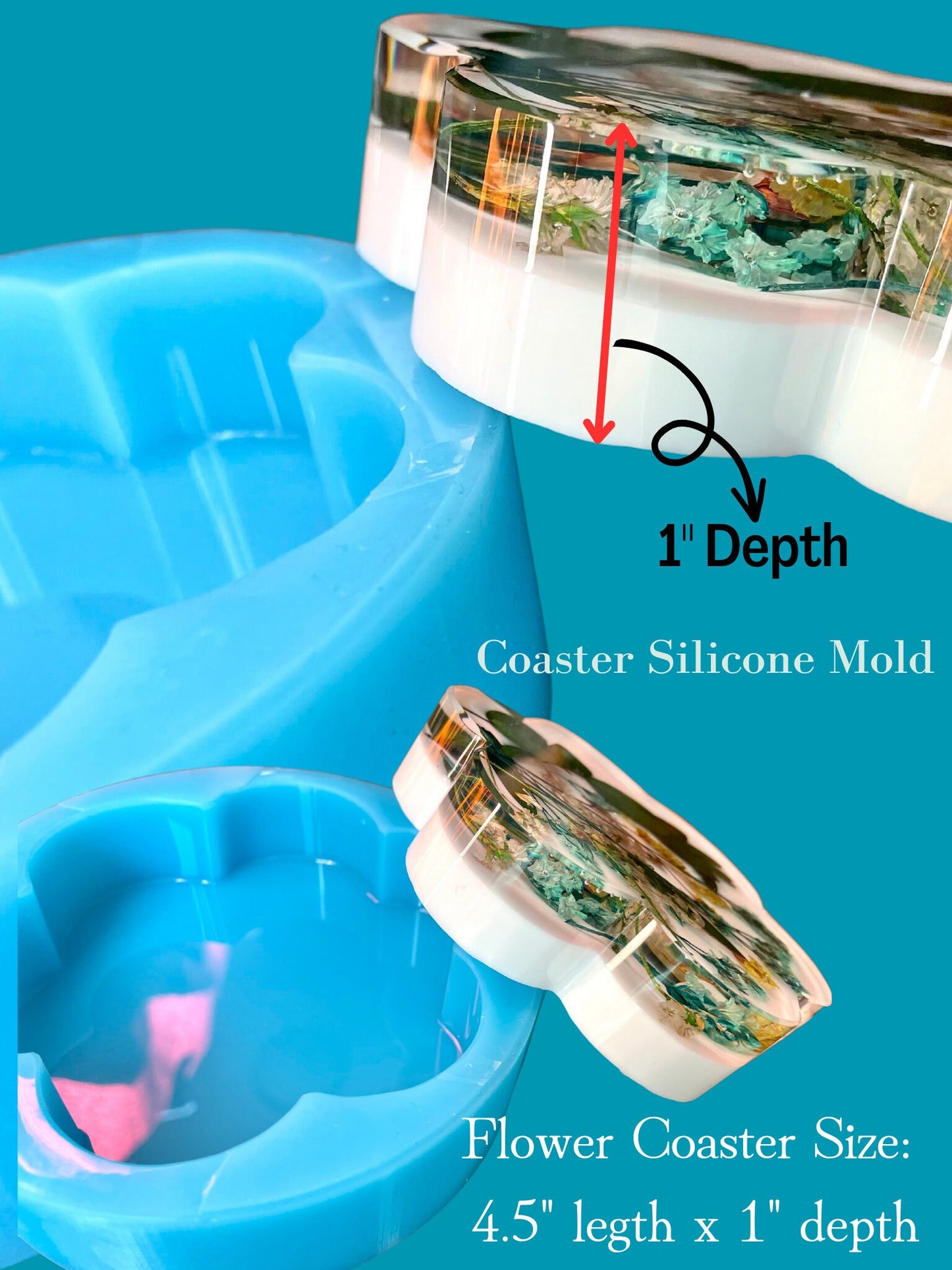 Flower Coaster Molds, Shiny Coaster molds, 1" Deep casting molds, Classique Molds, Casting Molds