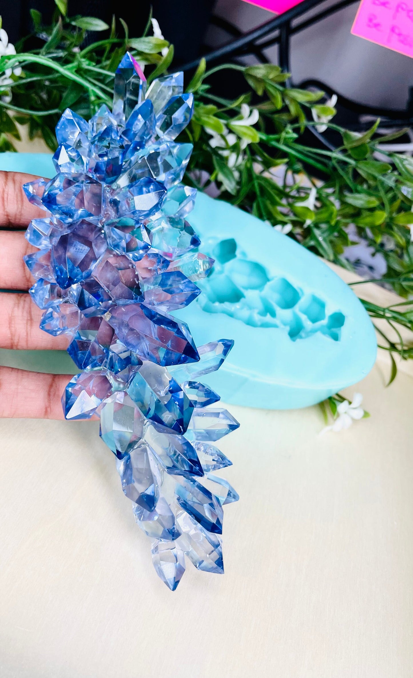 Long Crystal Cluster Mold || Platinum Silicone Mold || Crystal Mold || Resin Crystal Mold ||