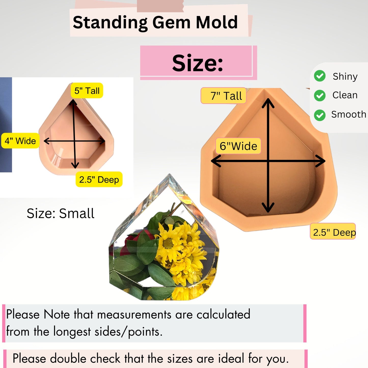 Gem Deep casting mold, Large Silicone, High quality silicone, Professional Shiny molds, Deep Casting Molds